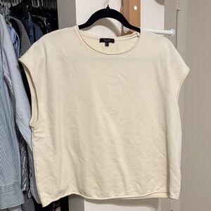 Massimo Dutti Cream Cap-Sleeve Boxy Tee